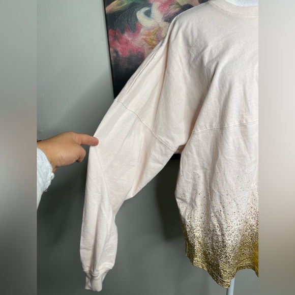 Disney WDW Golden Logo Pink & Gold Spirit Jersey Top L Limited Glittery Sprinkle - Picture 2 of 10